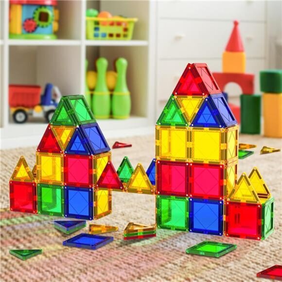 Kids Magnetic Tiles Building Blocks Toys for Toddlers Montessori STEM‎ Preschool - Picture 2 of 6